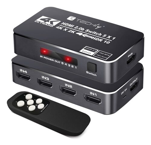 Switch HDMI Switch HDMI Techly IDATA HDMI2 4K5160B 5in1 Black (ord.min.1.00 unità)