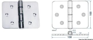 Maxi cerniera 130x100 mm - 38.440.13 Osculati Molle a gas, ferramenta inox