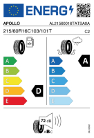 Pneumatici Furgone o Autocarro Estivi APOLLO TRUST+ 215/60 R16 103/101T - immagine 3